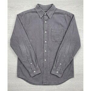 LL Bean Signature Washed Field Shirt Men L Slim Fit Charcoal Grey Cotton